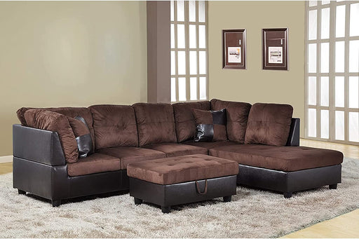 Microfiber L-Shape Sectional Sofa with Ottoman