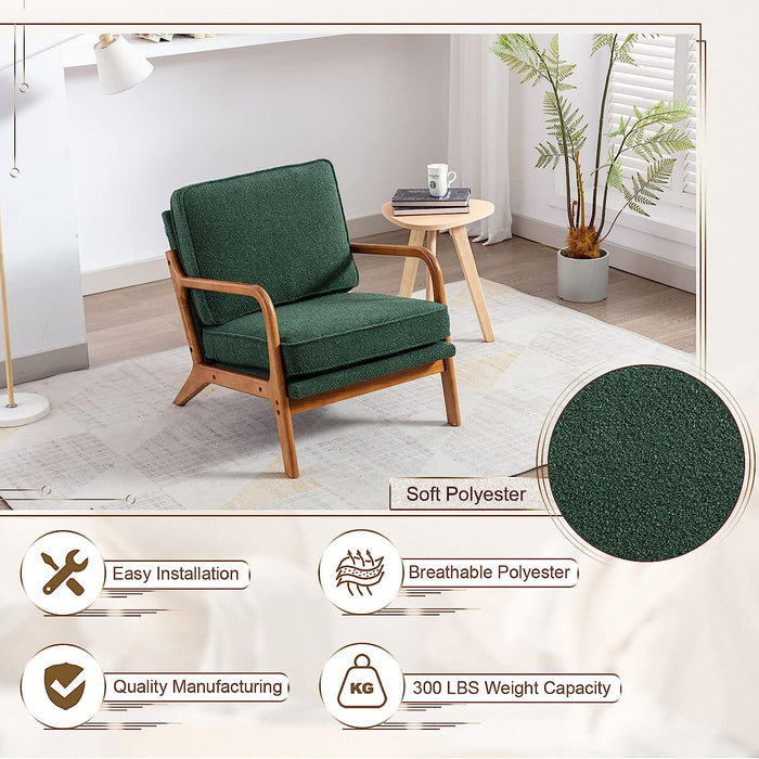 Cozy Green Armchair with Thick Cushion and 300 LBS Capacity