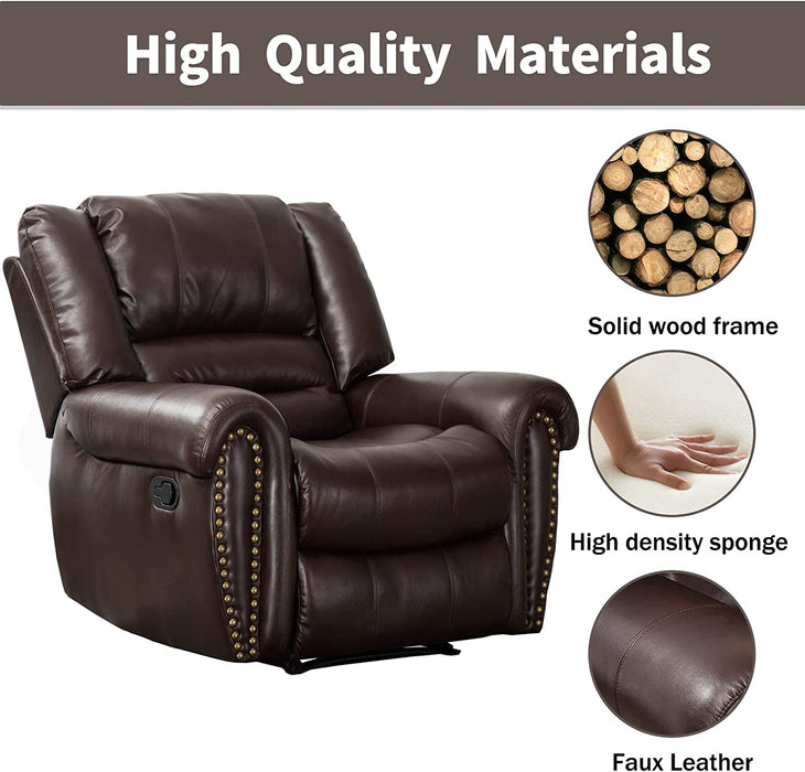 Classic and Traditional Leather Recliner Chair (Brown)