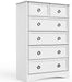 White 6-Drawer Tall Dresser with Textured Borders