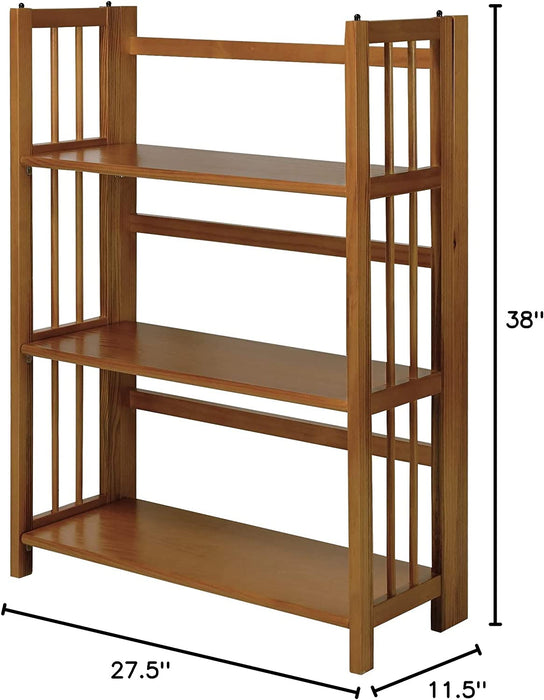 Stackable Chestnut Bookcase - 3 Shelves, 27.5″ Wide