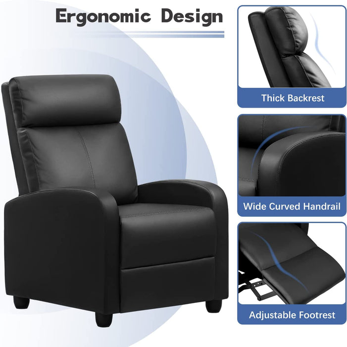 Black PU Leather Recliner Chair with Massage