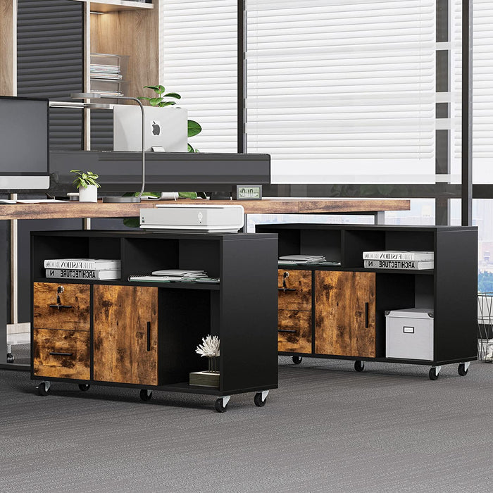 Mobile 2-Drawer File Cabinet with Printer Stand
