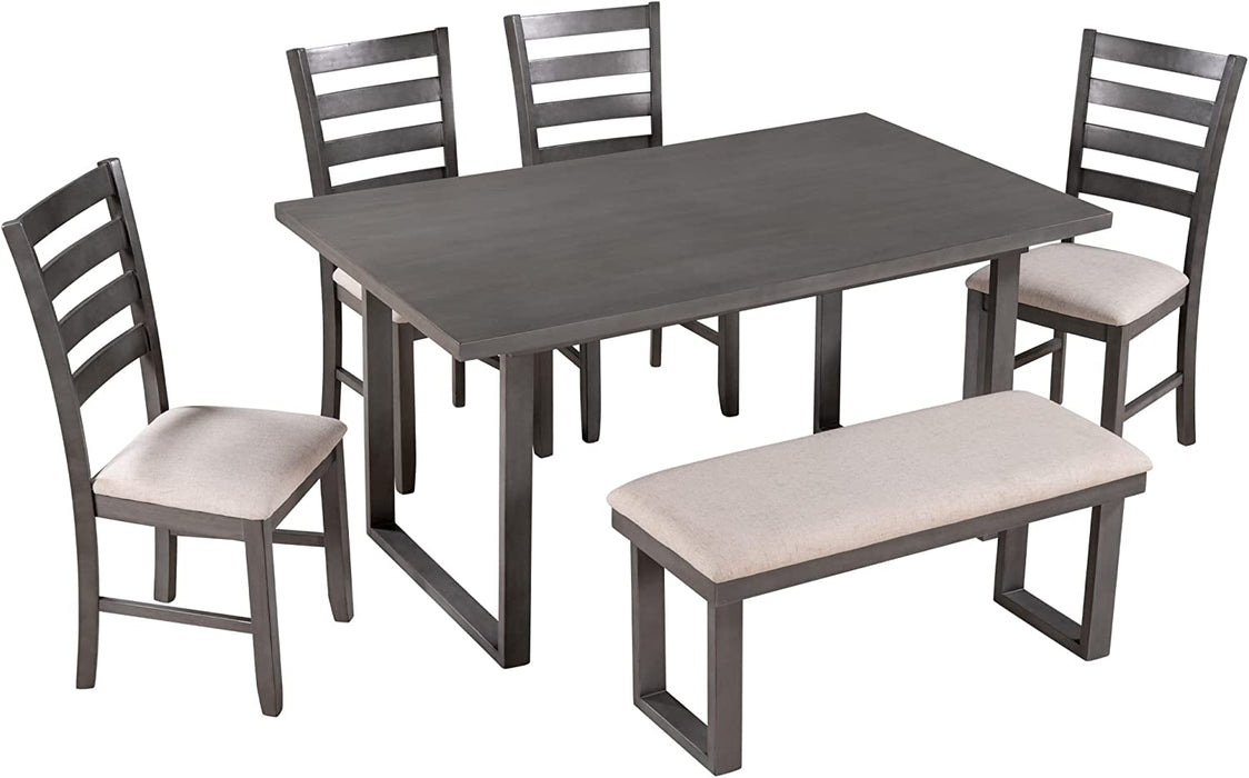 6-Piece Rustic Wood Dining Set