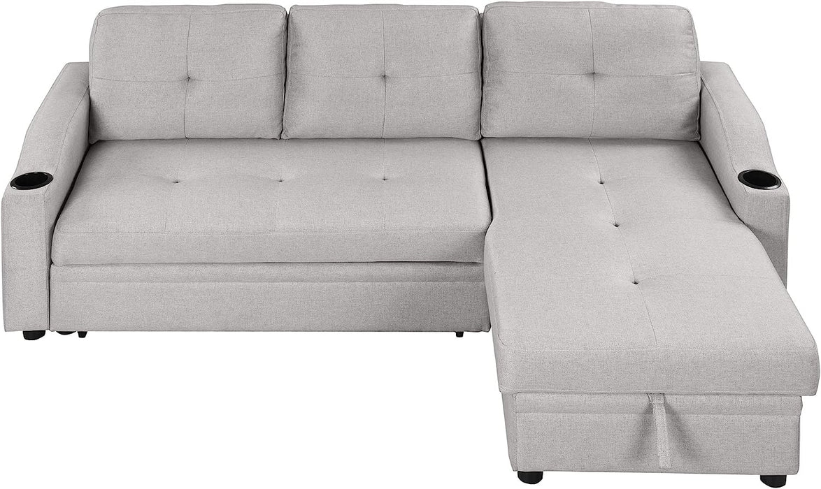 Pull-Out Sectional Sofa Bed with Storage