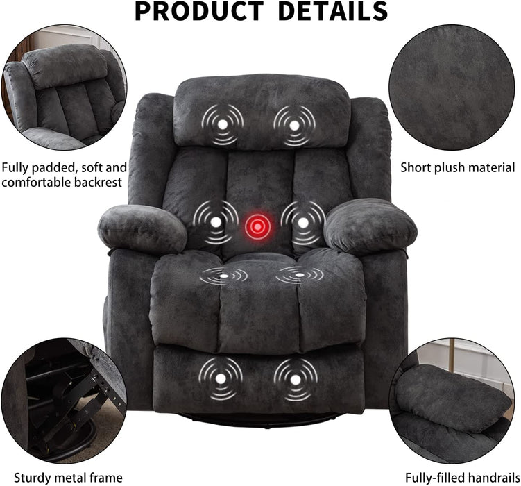 Massage Swivel Rocker Recliner with Heat and Vibration