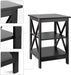 Black 3-Tier End Table with X-Design Shelves