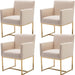 Cream Armrest Upholstered Dining Chairs Set of 4