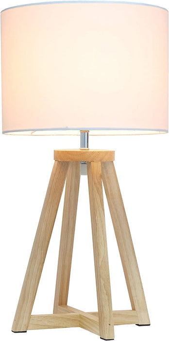Natural/White Interlocked Triangular Wood Table Lamp