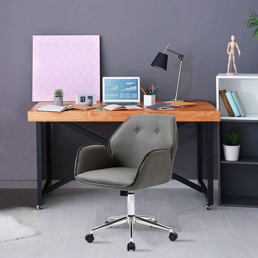Swivel Faux Leather Office Chairs with Arms