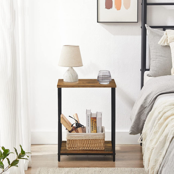 Modern Skinny End Table with 2 Tier Shelf