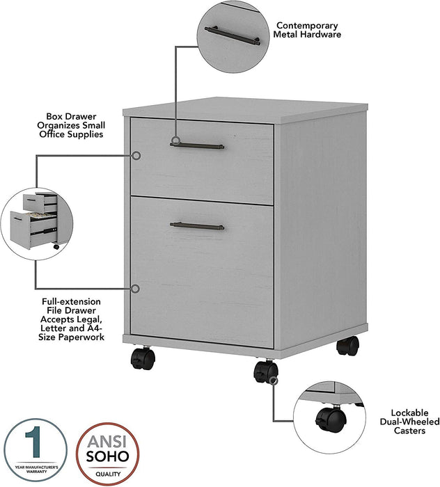 Cape Cod Gray L-Shaped Desk W/ File Cabinet