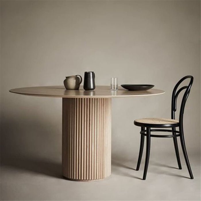 Natural Solid Wood Circular Tabletop Dining Table