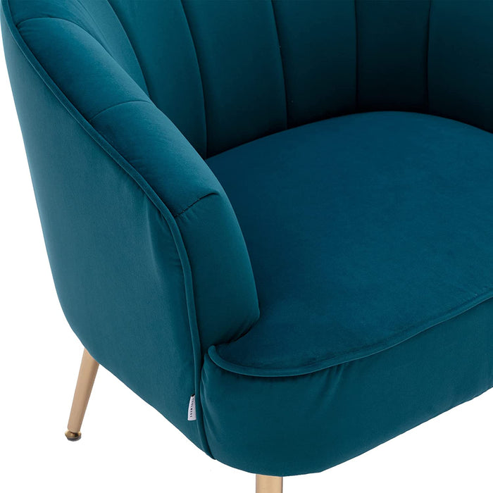 Teal Velvet Accent Chair with Golden Legs