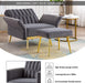 Grey Velvet Accent Chair with Ottoman and Armrests