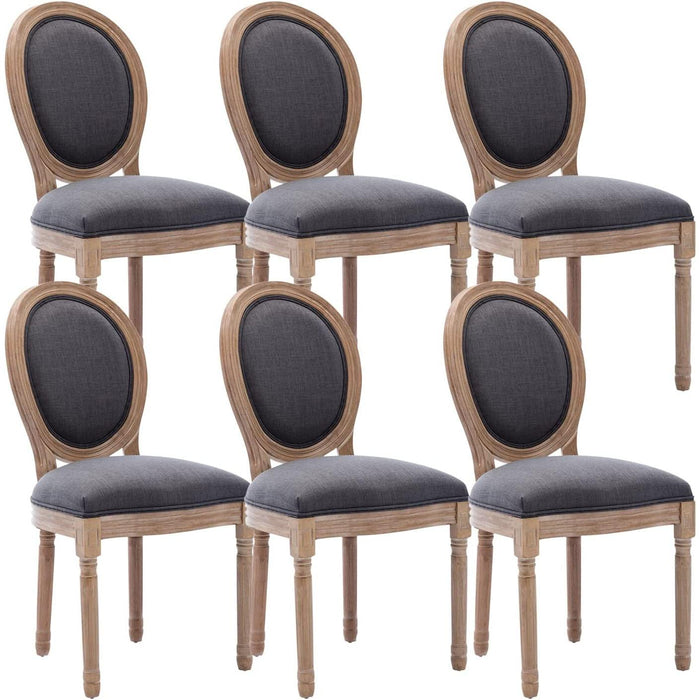 French Country Dining Chairs Set of 6, Upholstered, Solid Wood Leg