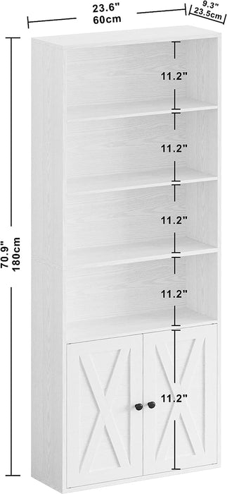 Tall Industrial Bookcase with Doors and Shelves