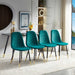 5-Piece Modern Dining Table Set with Dark Green Velvet Chairs