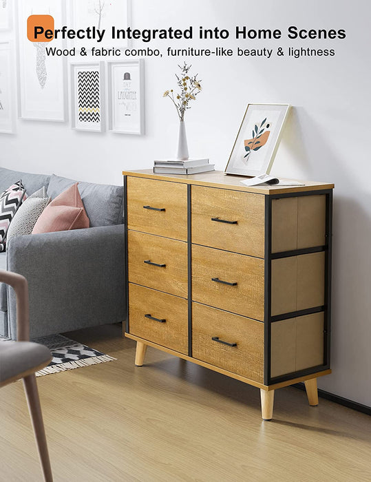 Wide Chest with 5 Drawers, Black Grey