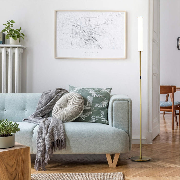LED Cylinder Floor Lamp with Remote Control in Antique Brass