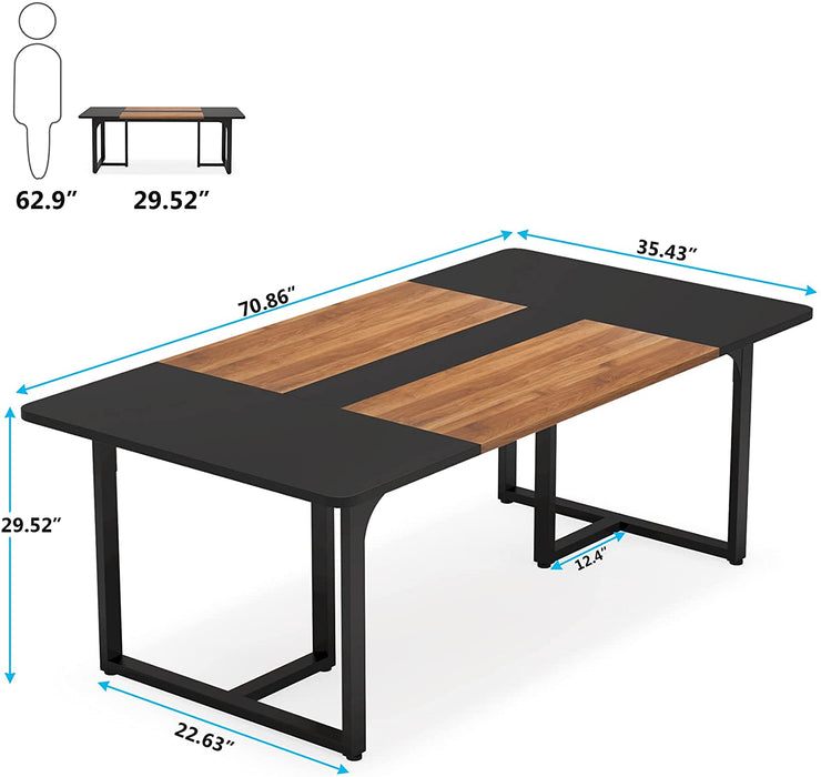 Large Executive Desk with Metal Frame and Wooden Workstation