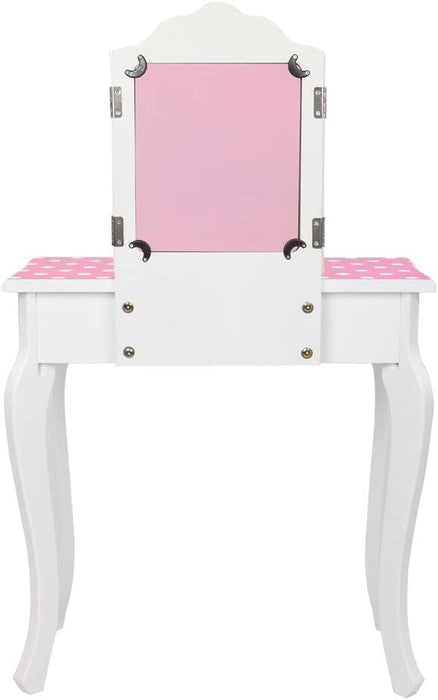 Kids Vanity Table and Chair Set with Mirror