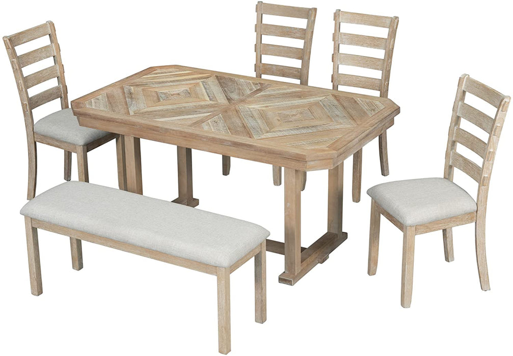 6-Piece Dining Table Set with Bench