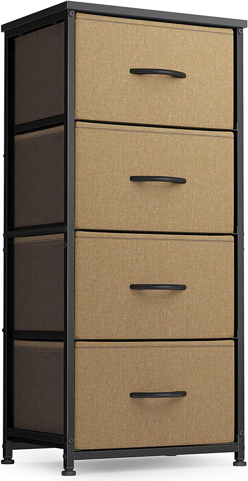 4-Drawer Fabric Storage Tower in Coffee