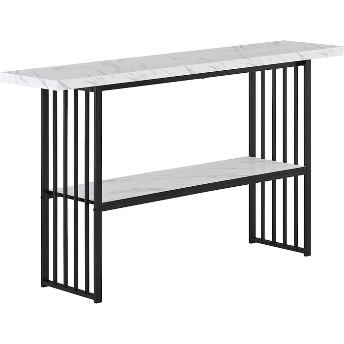 Contemporary Marble Top Console Table with Storage Shelf