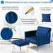 Adjustable Velvet Armchair with Ottoman, Blue