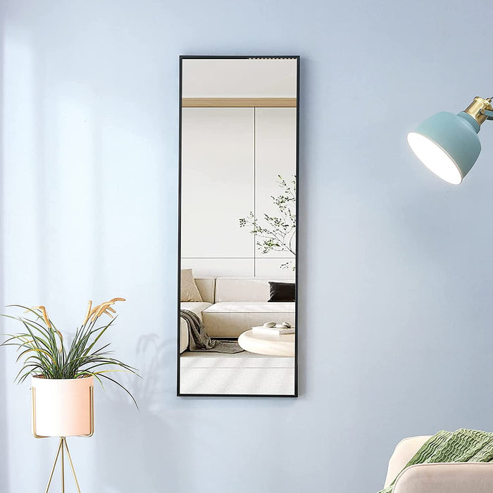 Thin Black Aluminum Alloy Framed Wall Mirror