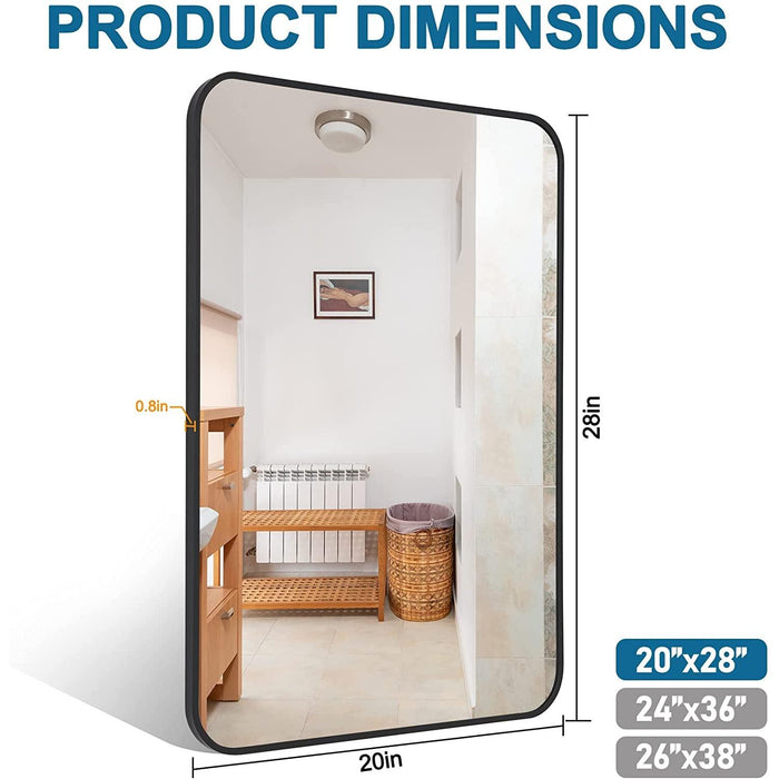 Black Metal Framed Bathroom Wall Mirror