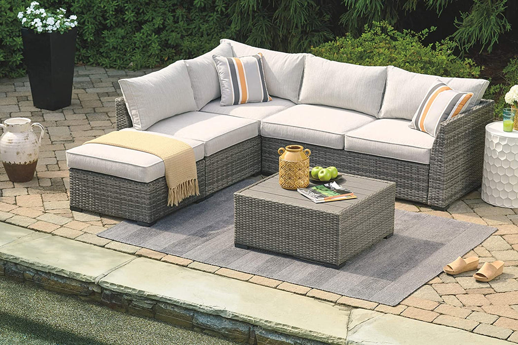 Outdoor Seating Set with Ottoman & Cocktail Table