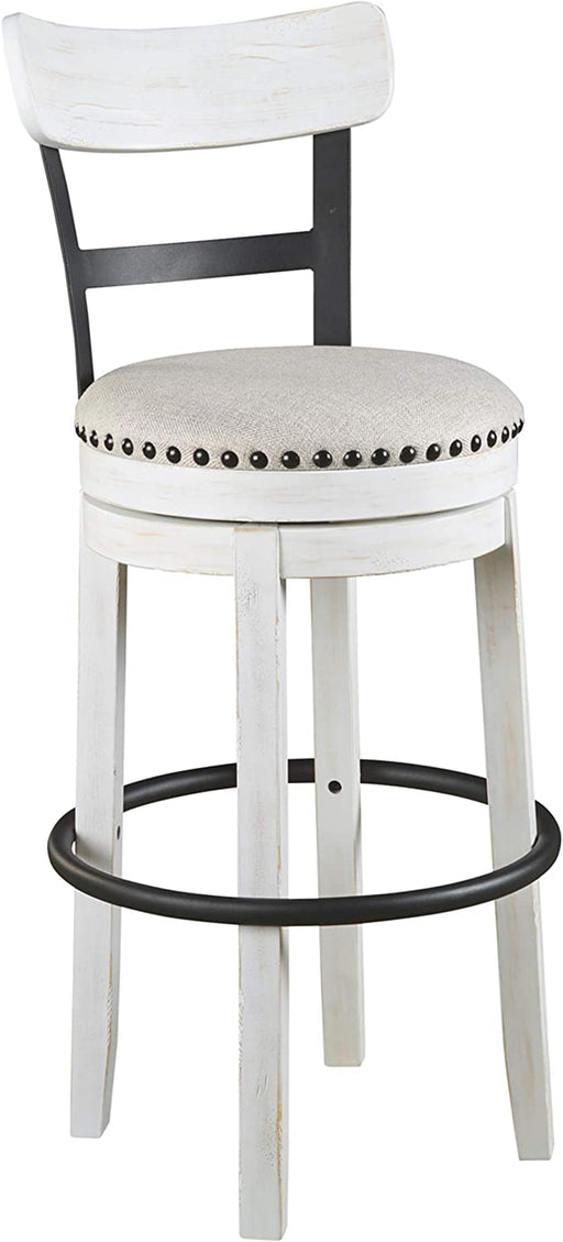 Modern Swivel Pub Height Barstool, Whitewash