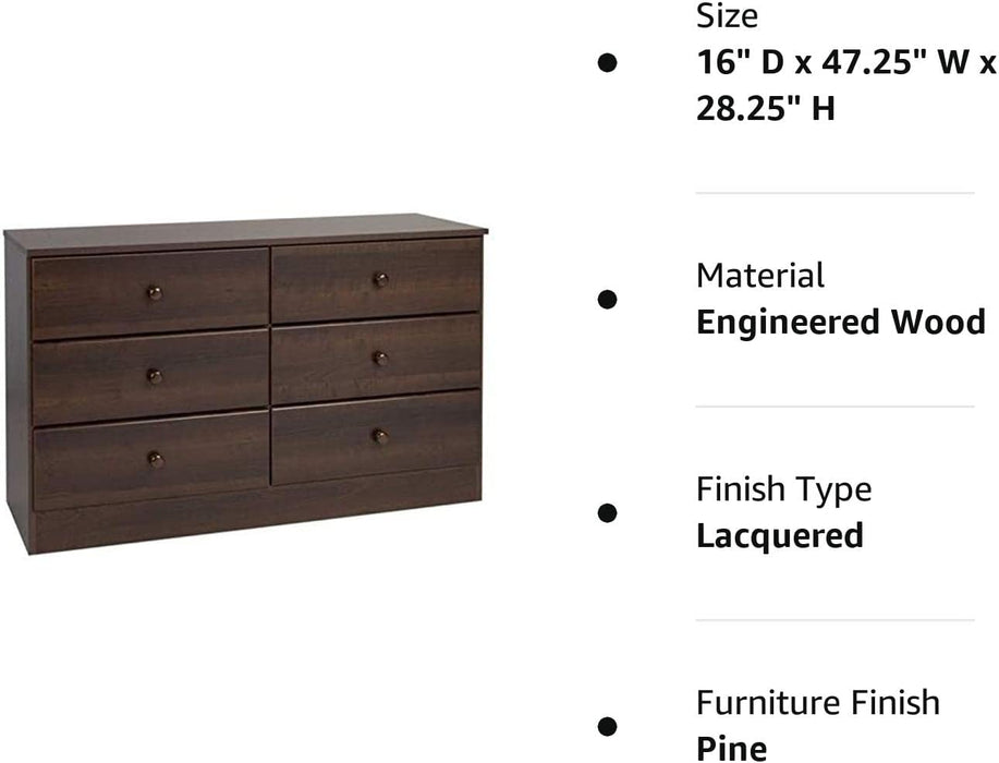 Astrid 6-Drawer Double Dresser, Espresso