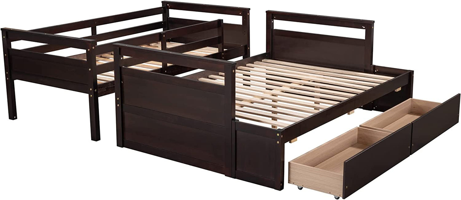 Twin over Full Bunk Bed with Storage, Espresso