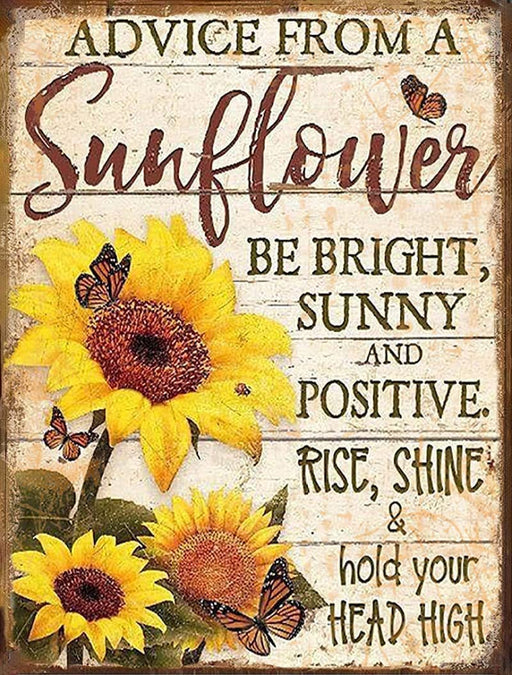 Sunflower Advice Tin Sign for Home Decoration