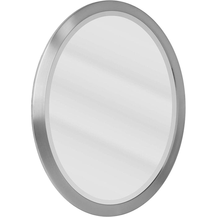 Head West Brushed Nickel Stainless Steel Oval Framed Beveled Accent Wall Vanity Mirror