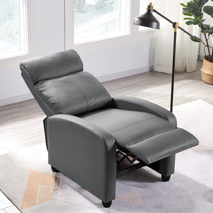 Padded Seat Recliner Chair Set of 2, Grey