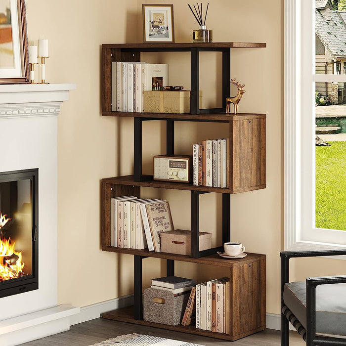 5-Tier S-Shaped Bookshelf for Home Office