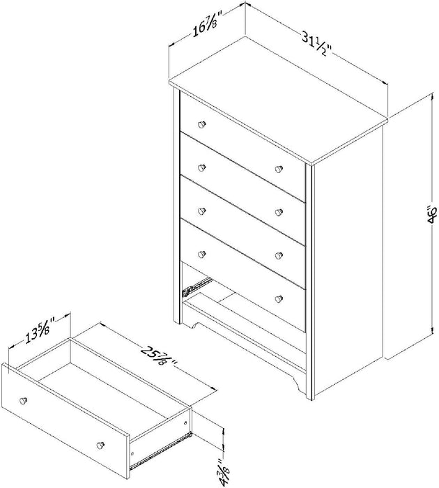 Vito Collection Chocolate 5-Drawer Dresser