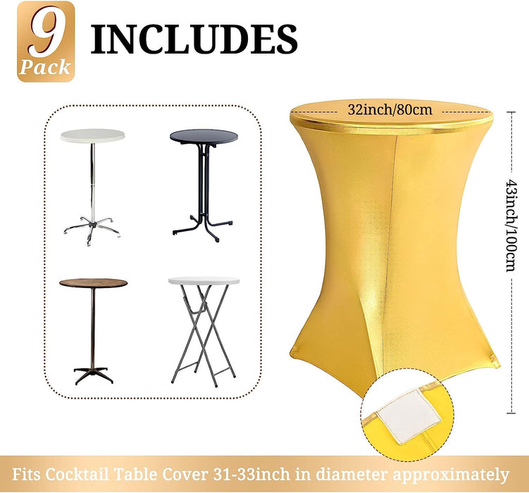 Spandex Metallic Gold Cocktail Table Cover