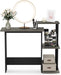 Compact Desk with Square Shelves for Home Office