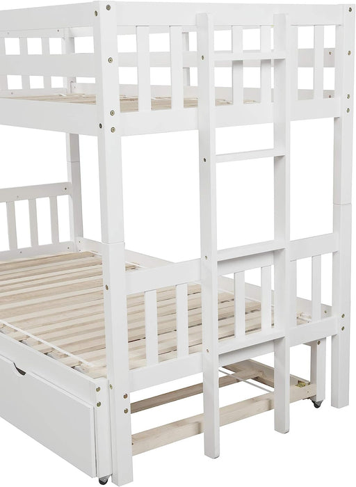 Twin over King Bunk Bed with Trundle, Expandable, White