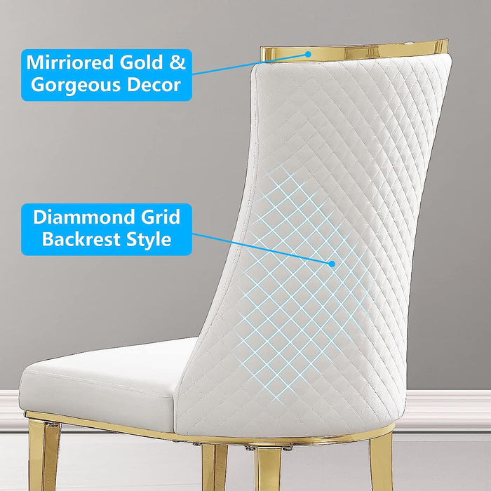 Dining Chairs with Quilted Backrest, Set of 6, White
