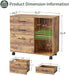 Rustic Brown Mobile File Cabinet with Lock
