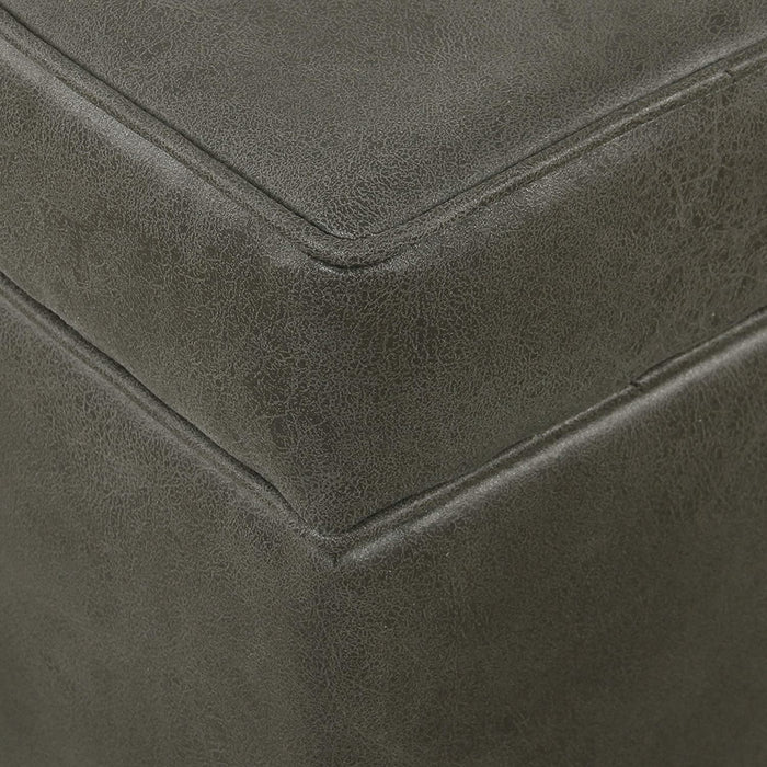 Gray Faux Leather Ottoman with Removable Top