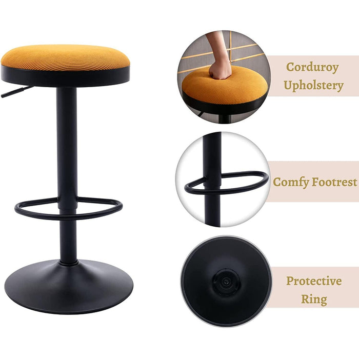 Yellow Fabric Swivel Barstools, Set of 2