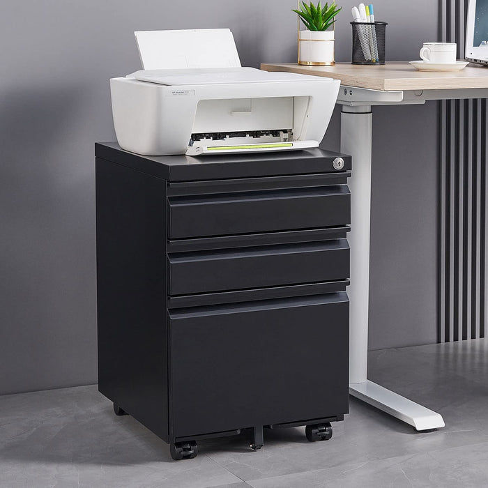 Locking Metal File Cabinet for Home/Office (Black)