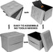 Grey Leather Ottoman with Side Pocket and Padding